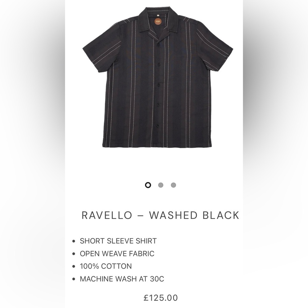 NWT Common People Mens Grey Short Sleeve RAVELLO WASHED Black Shirt- Size LARGE